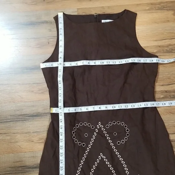 ISAAC MIZRAHI for TARGET Brown Embroidered Linen Shift Dress - Picture 11 of 14